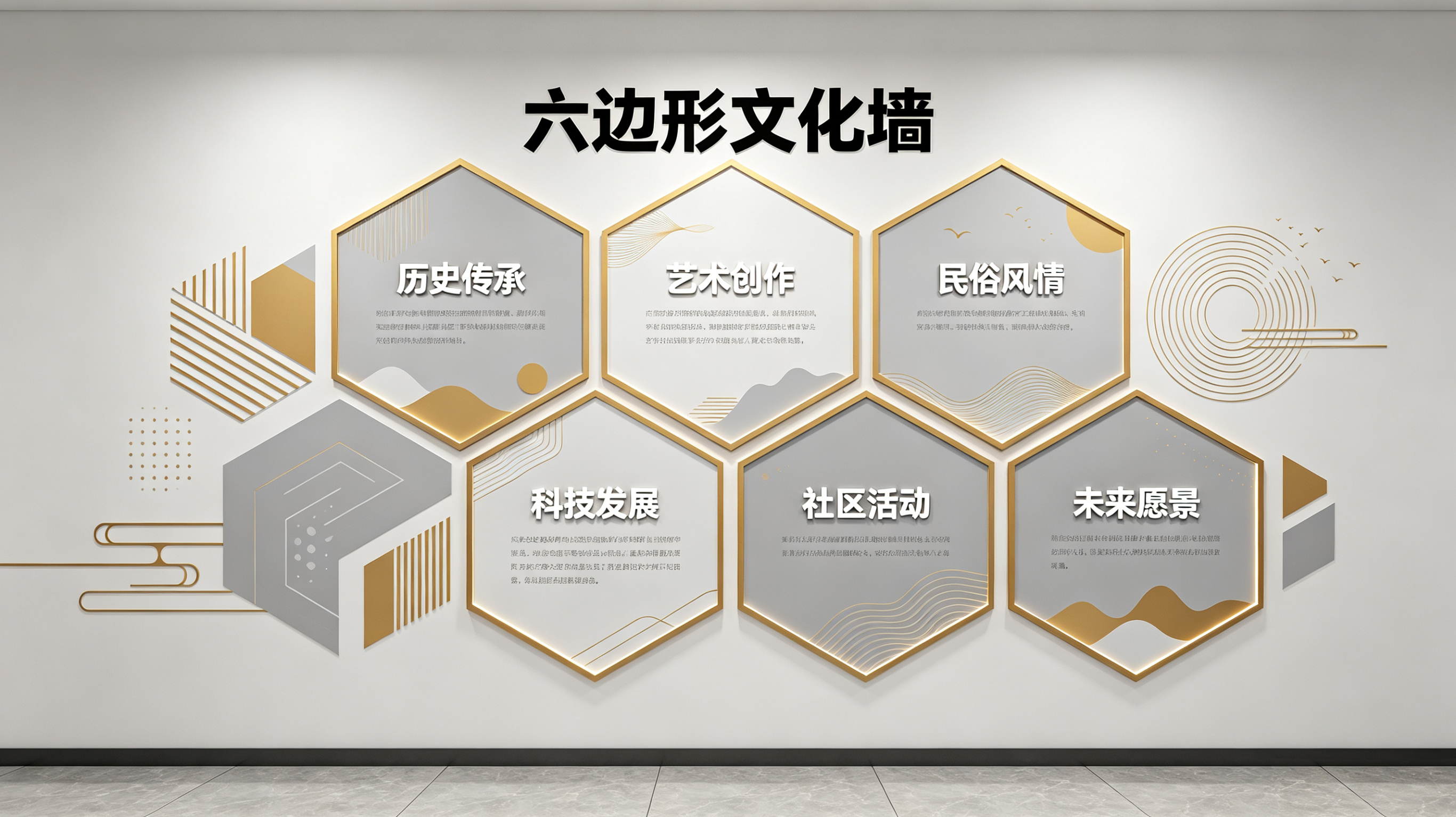  祁门企业文化墙 | 六边形信息美学
